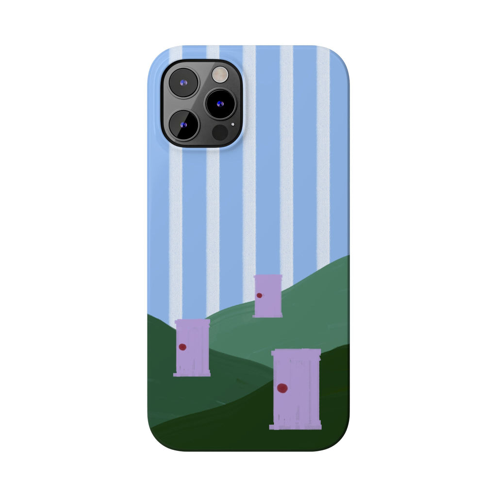Slim Phone Case — Whimsical Purple Doorway on Green Hills Backrooms-Inspired