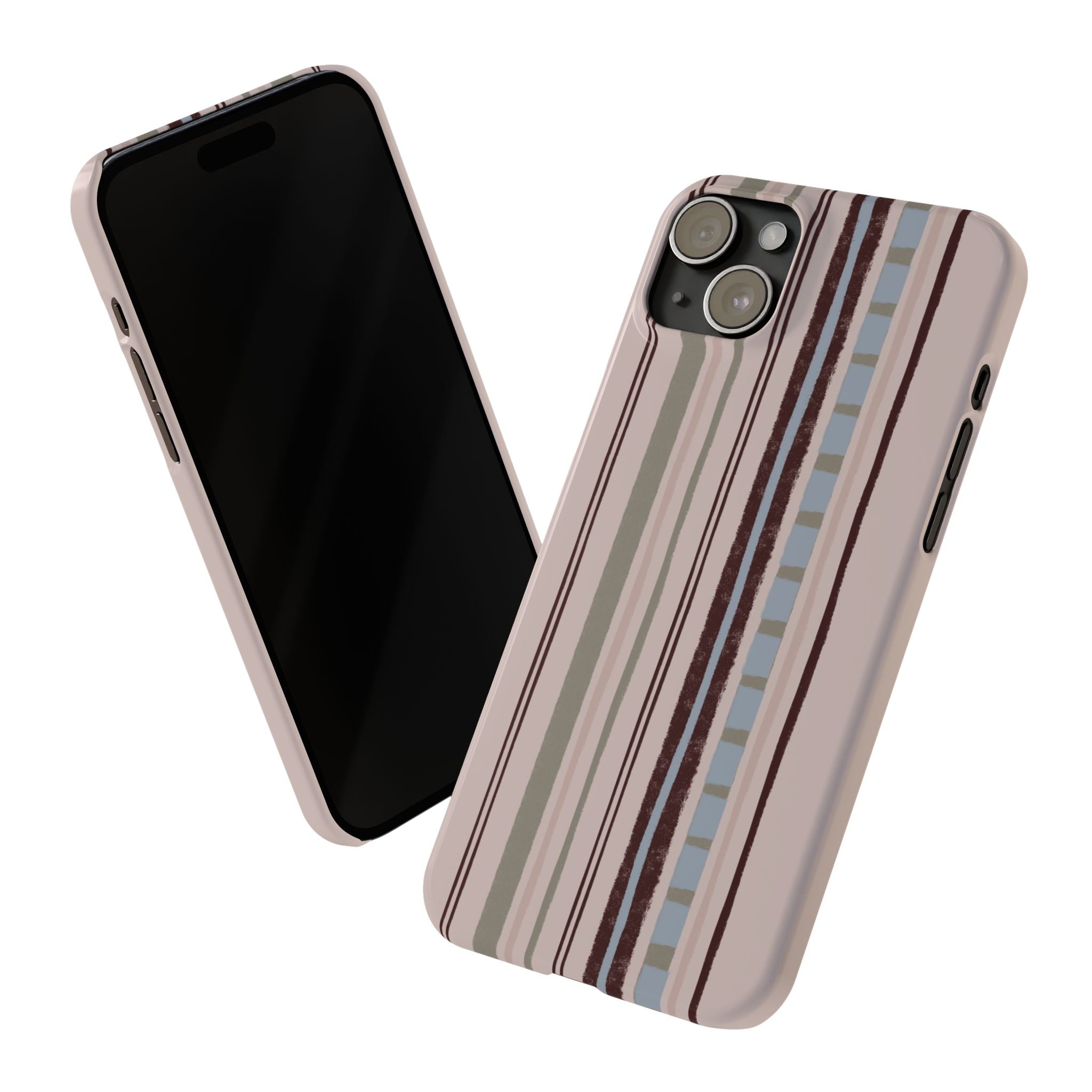 Slim Phone Case — Vintage Striped Pattern, Neutral Earthtone Protective Cover