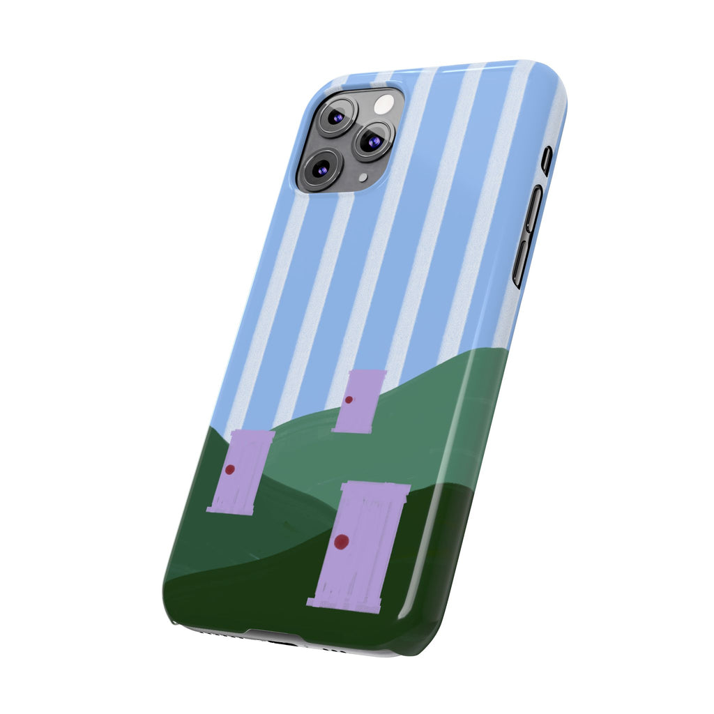 Slim Phone Case — Whimsical Purple Doorway on Green Hills Backrooms-Inspired